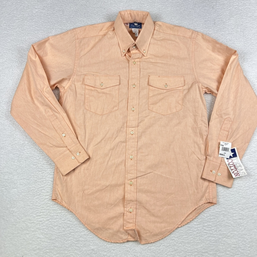 Vintage Button Down Shirt Mens Small Made in USA Deadstock Extra Long Tail